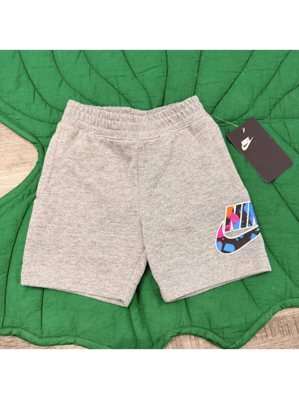 Nike Boys 2T Heather Gray Colorful Swoosh Logo Shorts